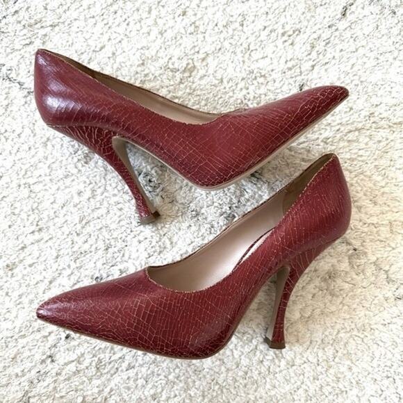 Miu Miu Cracked Effect Red Leather Pumps High Heels Size IT 40.5 / US 10.5 - Picture 3 of 15